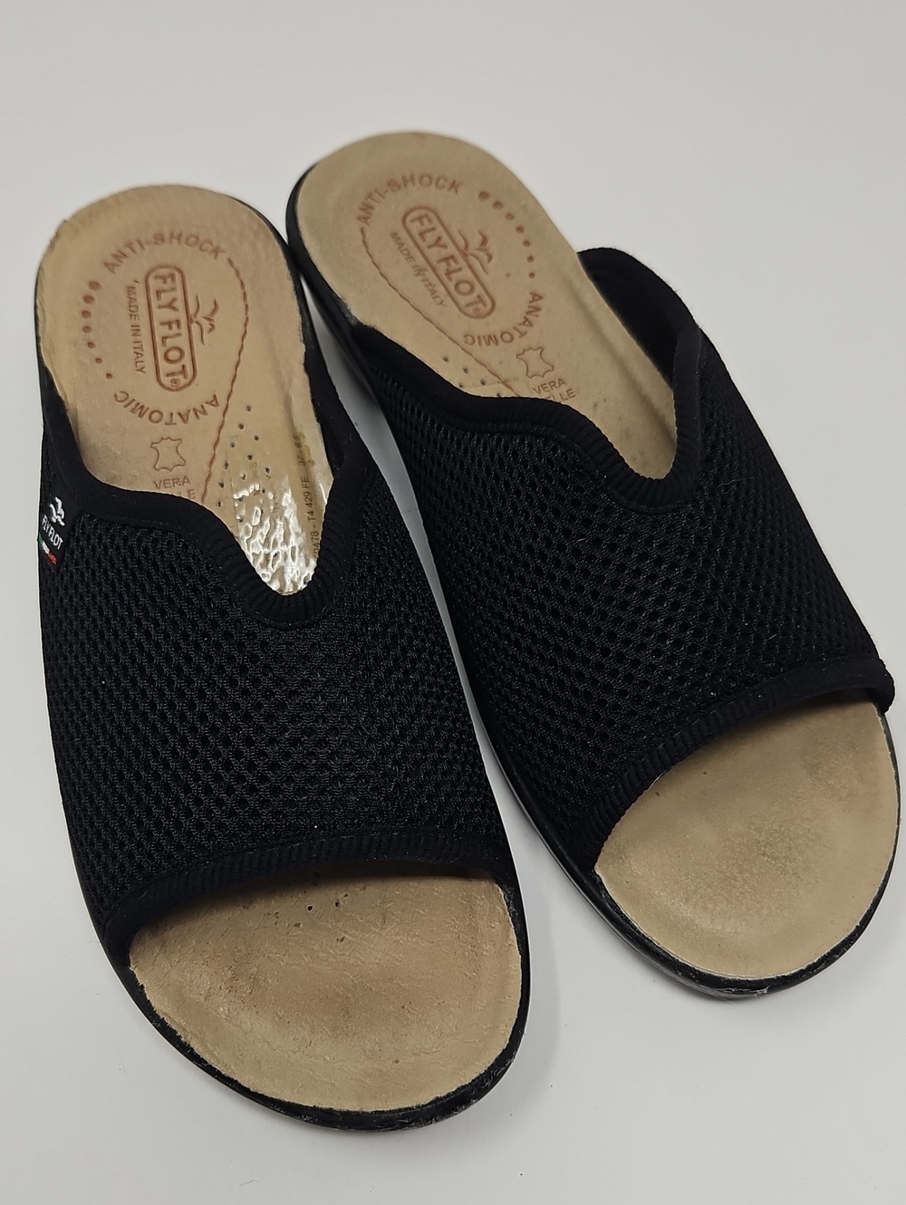 Fly Flot Black Mesh Slide Mules Clogs Comfort Sandals Size 37/6.5